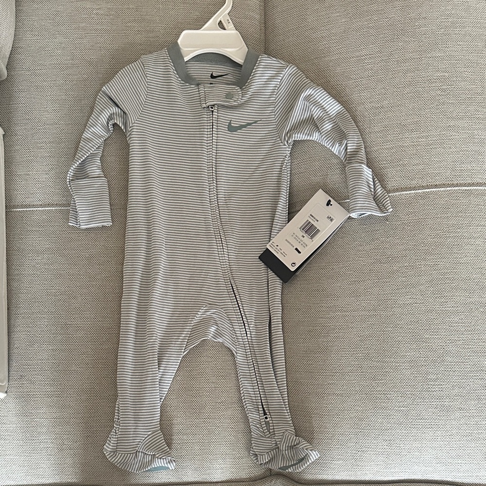Nike Sage Green Striped Baby Footie